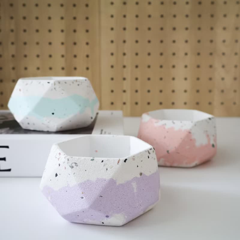 鑽石幾何盆 • 磨石款 / 手作水泥盆器 / 觀葉植物 / 生日送禮