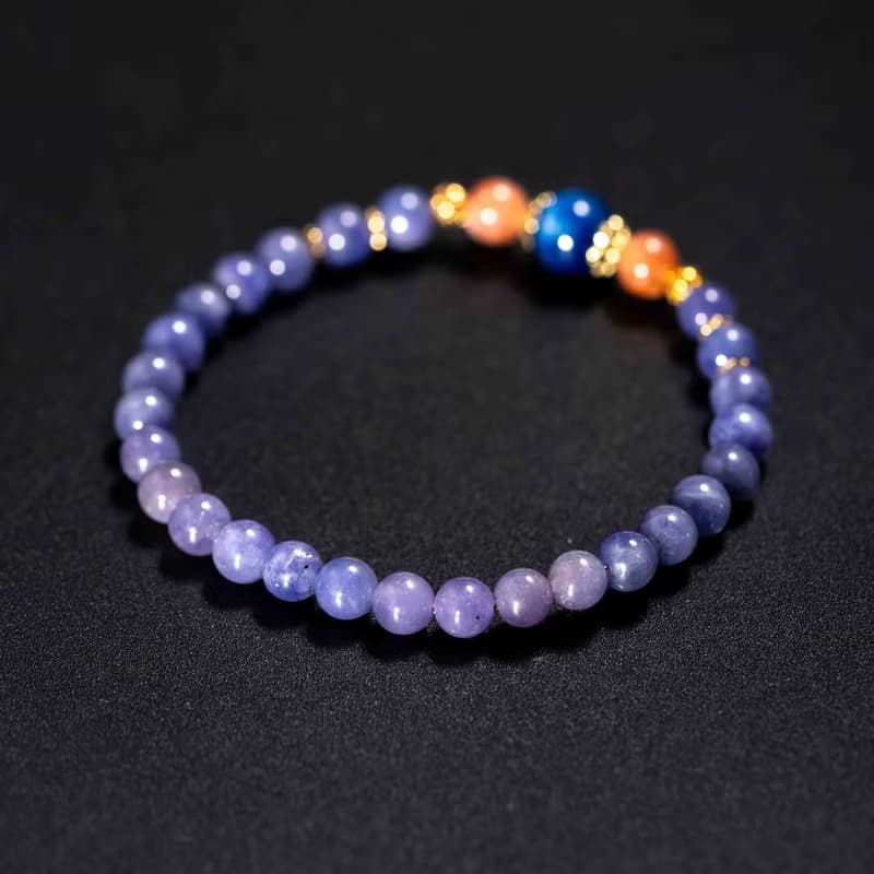 坦桑石太陽石14k鍍金手鍊 | 天然水晶手鍊禮物