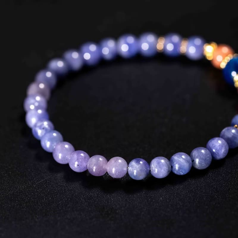 坦桑石太陽石14k鍍金手鍊 | 天然水晶手鍊禮物