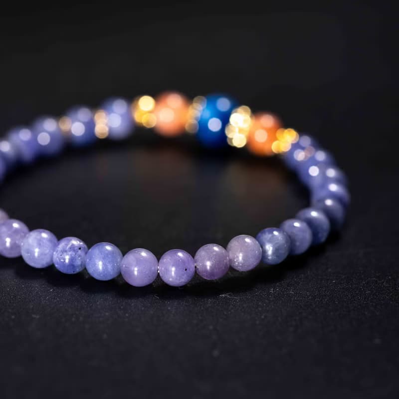 坦桑石太陽石14k鍍金手鍊 | 天然水晶手鍊禮物