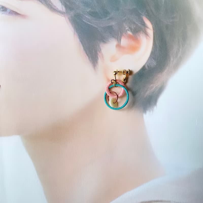 コネクト ピアス・イヤリング【ブルーグリーン】