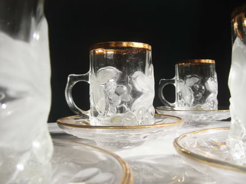 【老時光 OLD-TIME】早期日本製玻璃咖啡杯組(一杯一盤為一組)