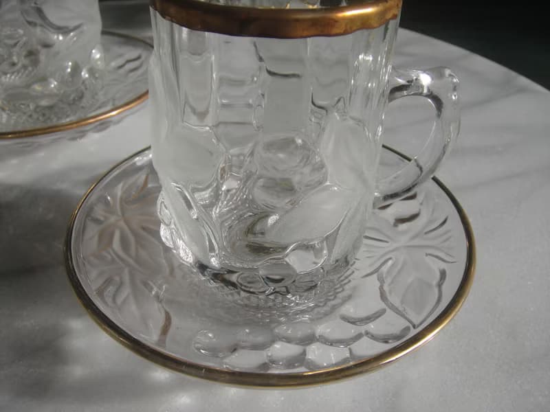 【老時光 OLD-TIME】早期日本製玻璃咖啡杯組(一杯一盤為一組)