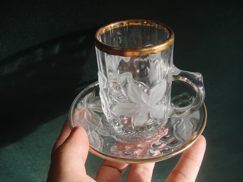 【老時光 OLD-TIME】早期日本製玻璃咖啡杯組(一杯一盤為一組)