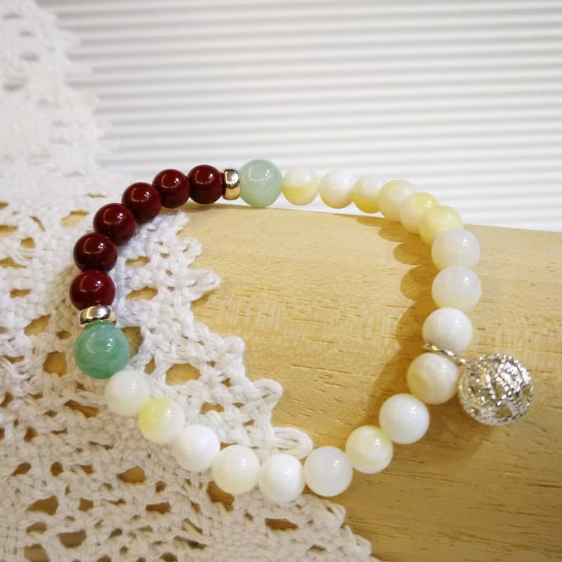 車磲翡翠硃砂手鍊