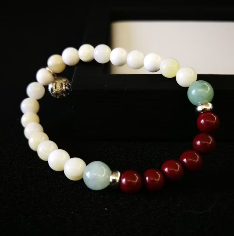 車磲翡翠硃砂手鍊