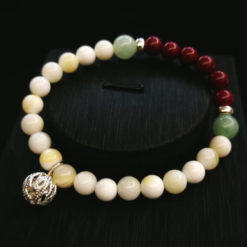 車磲翡翠硃砂手鍊