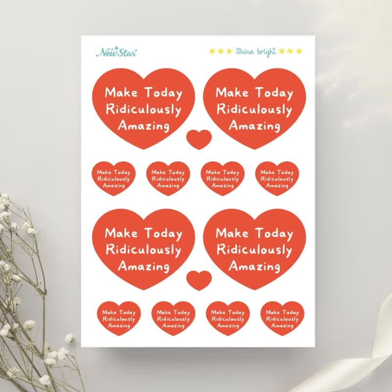 愛心防水立體貼紙MakeTodayRidiculouslyAmazing行李箱筆電水晶貼