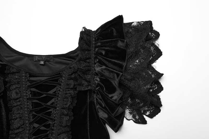 北歐女巫古典絲絨尖形禮服 / 連身裙 / 附蕾絲手套