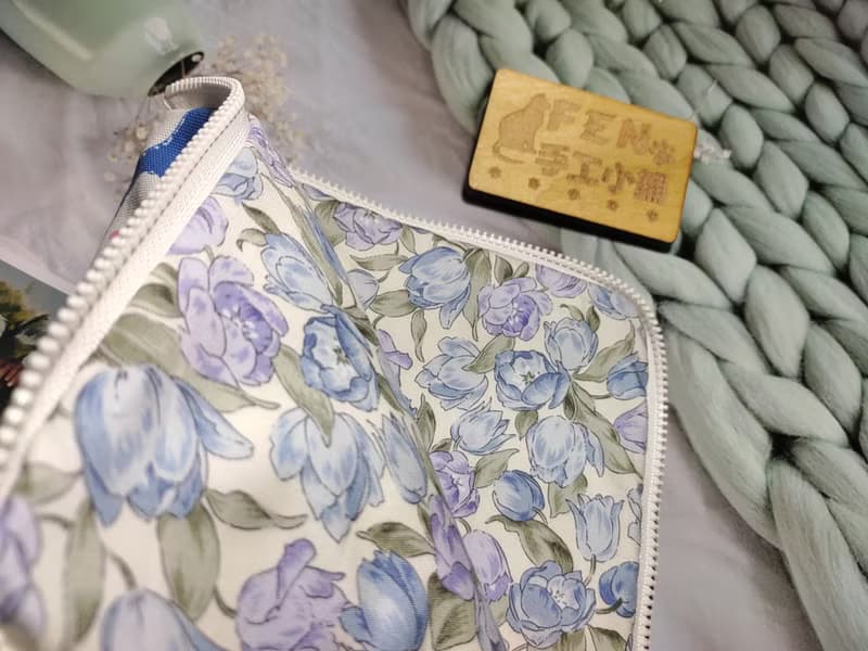 袋物系列-日本限量牛津棉布北長尾山雀L型拉鍊袋鋪棉-電子保護套
