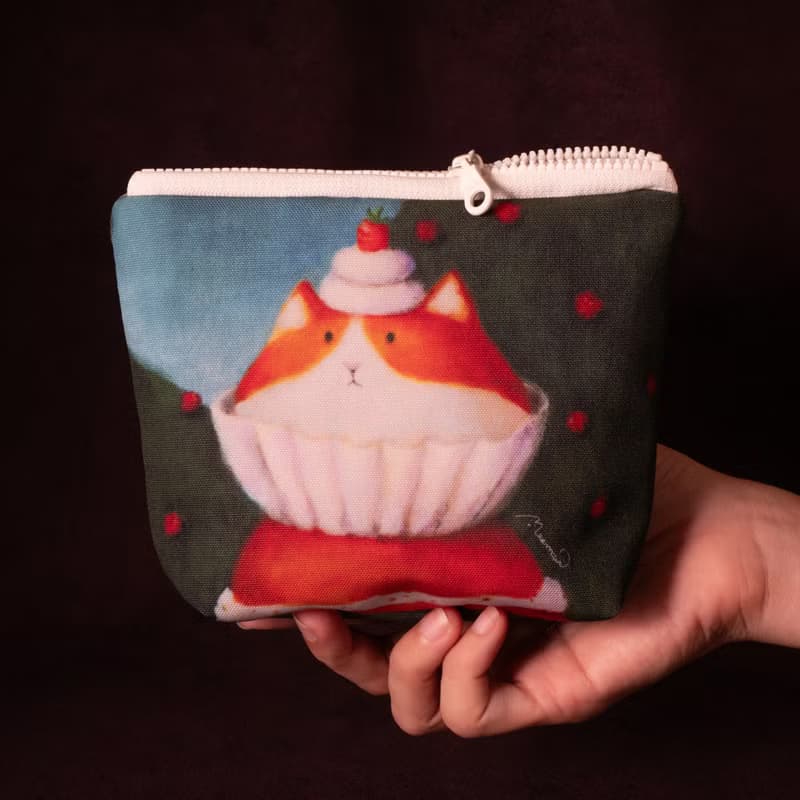 橘貓杯子蛋糕手工防水化妝包x旅行包