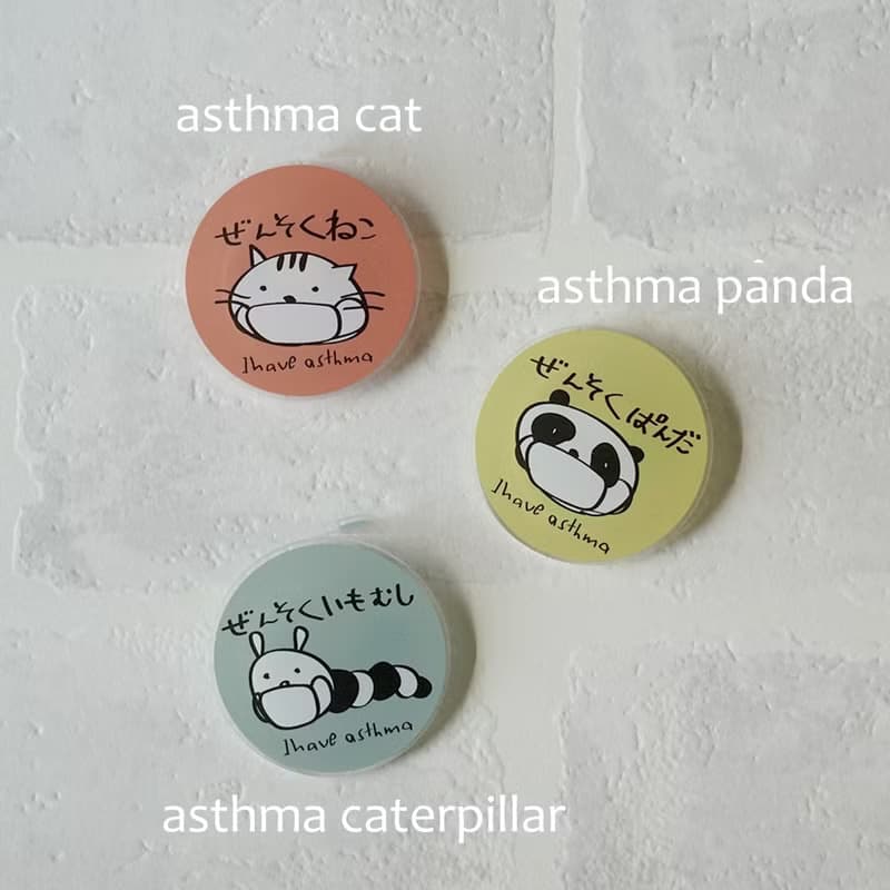 I HAVE Hay Fever And Asthma Acrylic Badge 4.5cm Panda Cat Anime Made In Japan