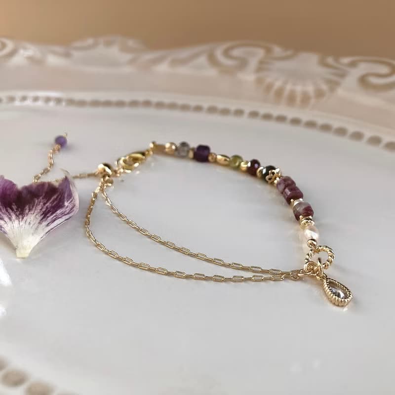 【一月・陸蓮】籠中蝶 | 梅花碧璽手鍊 長度可調