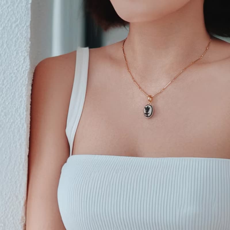 項鏈墜 | 鬱香花箋 - 墨黑