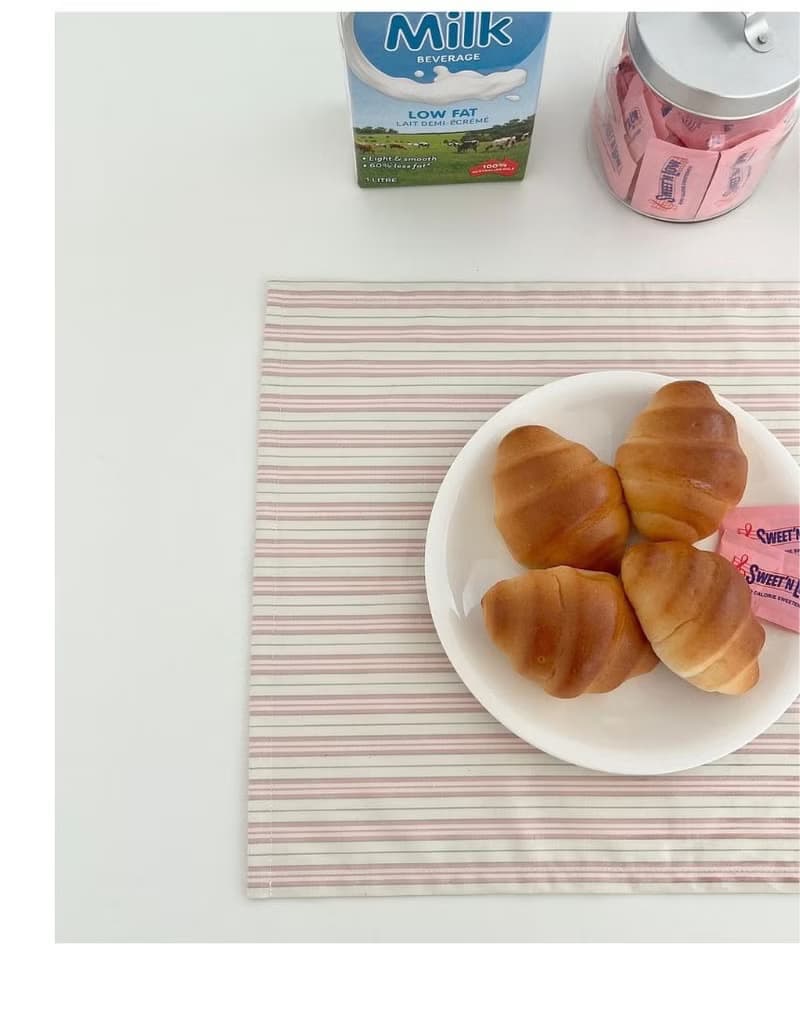 Modern Washed Cotton Stripe Table Mat – Lightweight | Blue / Pink / Mint
