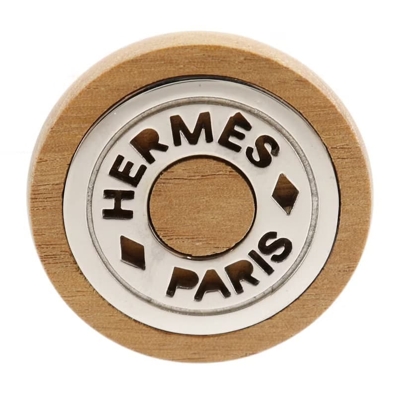 【日本直送】エルメス HERMES セリエ イヤリング ウッド × 金属製 茶/シルバー 約20.3g レディース【中古】