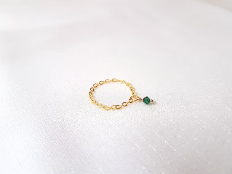 垂墜水晶 鍊戒 (祖母綠)