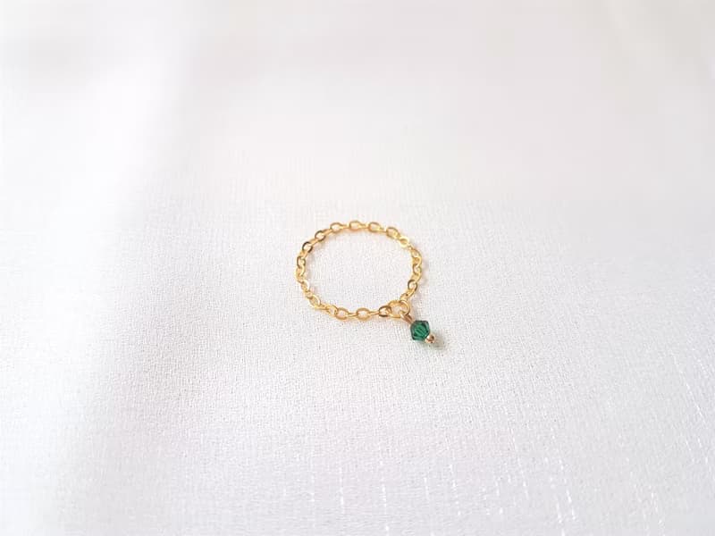 垂墜水晶 鍊戒 (祖母綠)