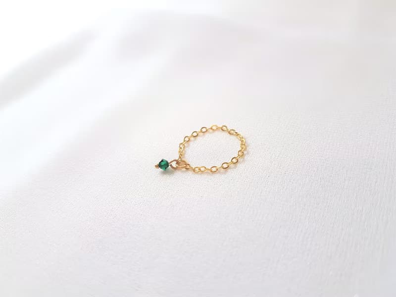 垂墜水晶 鍊戒 (祖母綠)