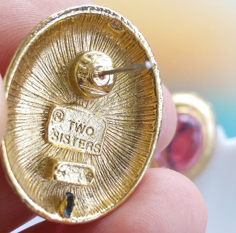 Vintage Jewelry 西洋古董飾品 厚實 美國雙姊妹 針式耳環