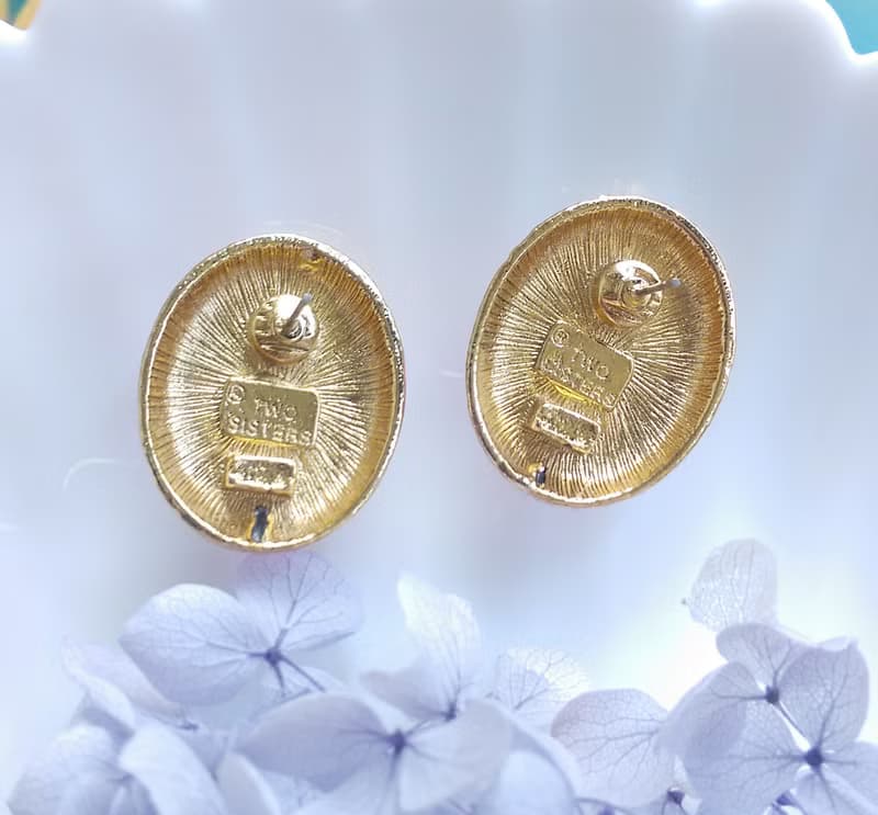 Vintage Jewelry 西洋古董飾品 厚實 美國雙姊妹 針式耳環