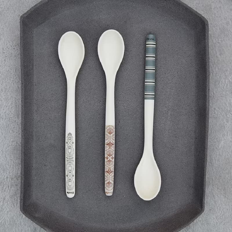 竹纖維嬰幼兒餵食湯匙二件組 條紋流蘇