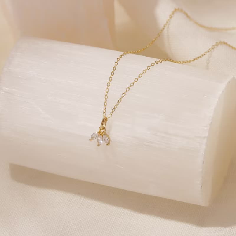 馬眼形s925銀鍍18k金鋯石項鏈 精緻簡約項鏈 情人節禮物