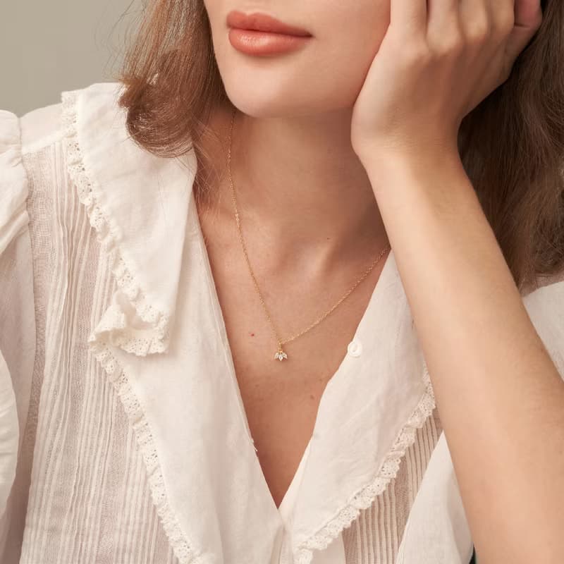 馬眼形s925銀鍍18k金鋯石項鏈 精緻簡約項鏈 情人節禮物