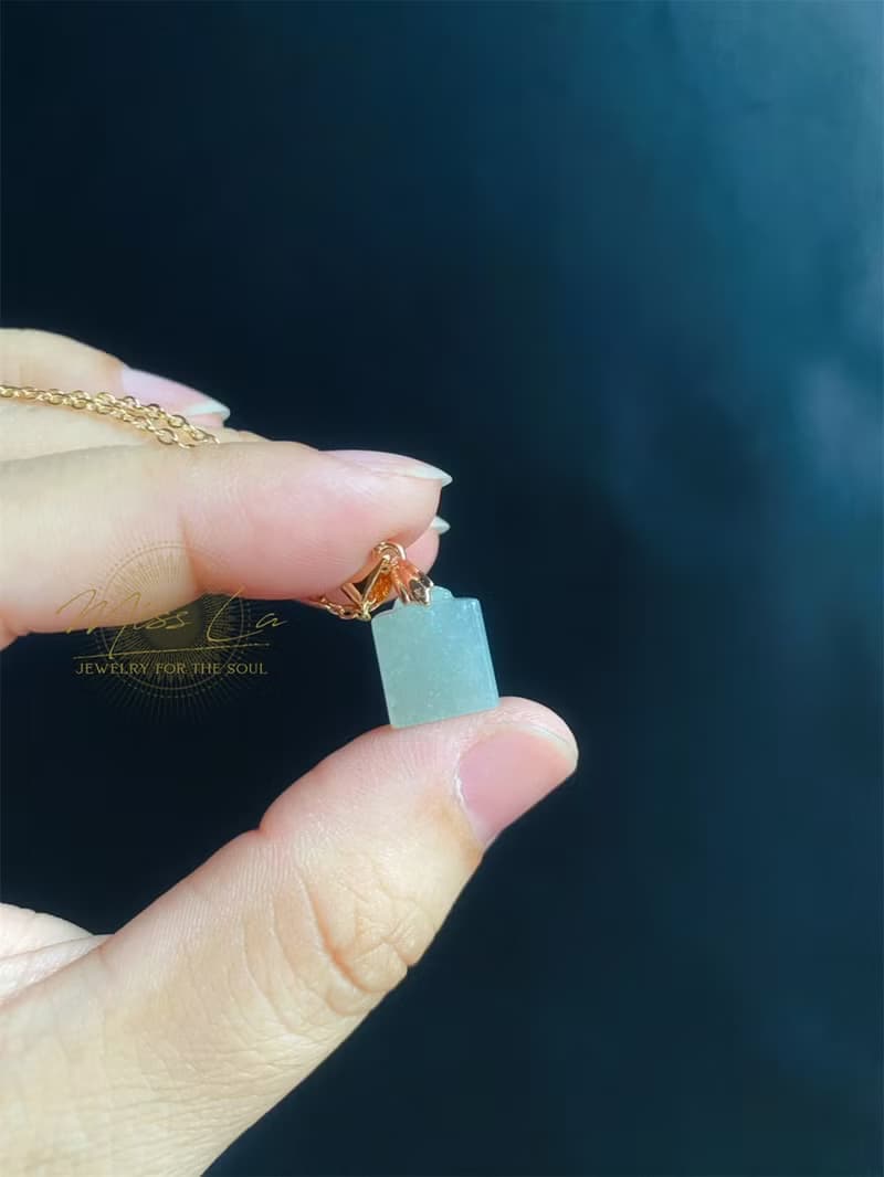 天然緬甸玉翡翠 冰糯種 長命百歲 長命鎖 禮物 項鍊 滿月禮 彌月