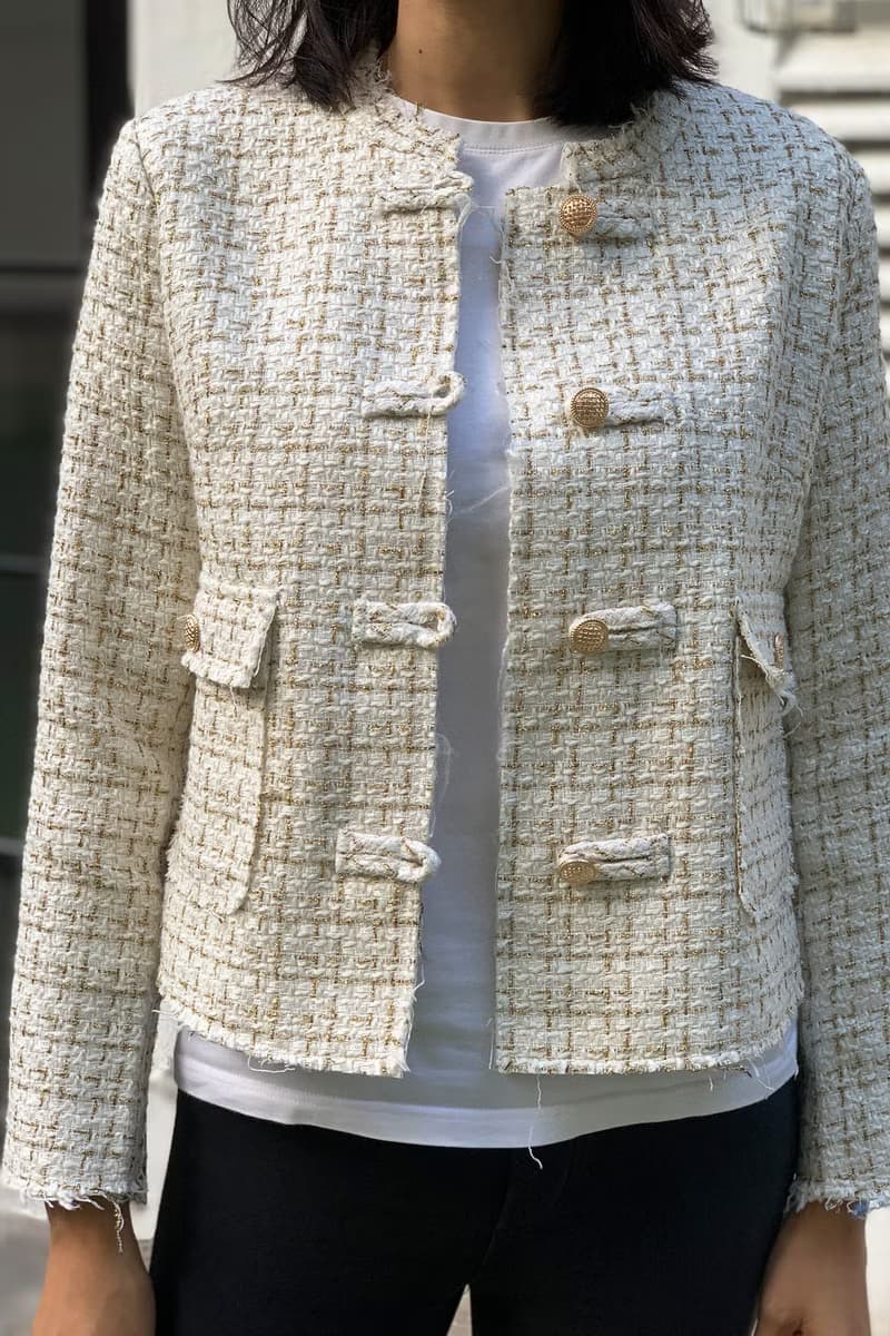 Yi-ming 2022 全新米色Tweed Jacket