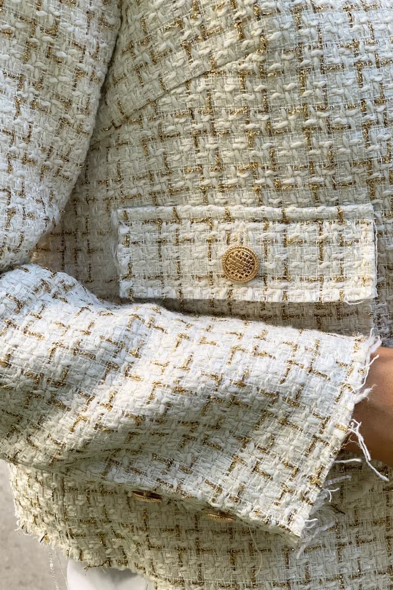 Yi-ming 2022 全新米色Tweed Jacket