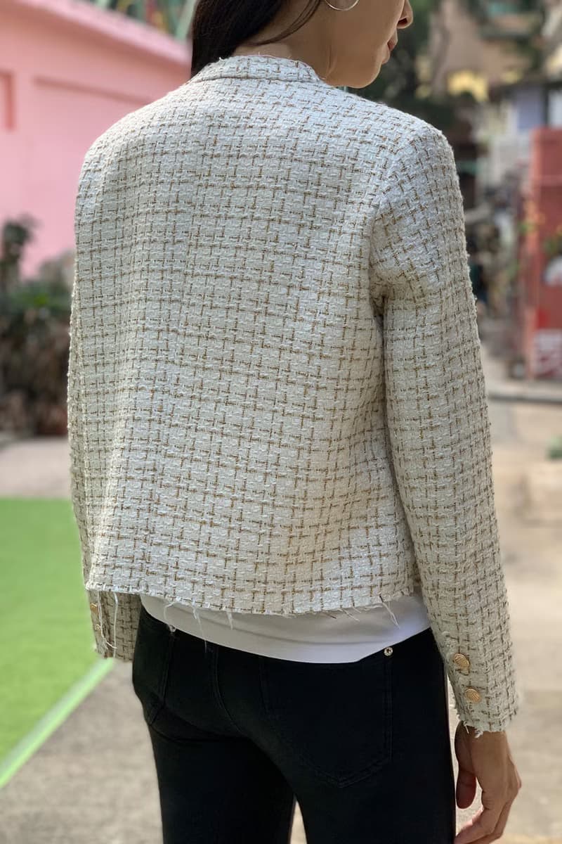 Yi-ming 2022 全新米色Tweed Jacket