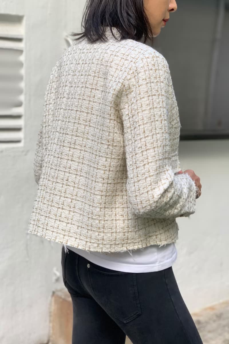 Yi-ming 2022 全新米色Tweed Jacket