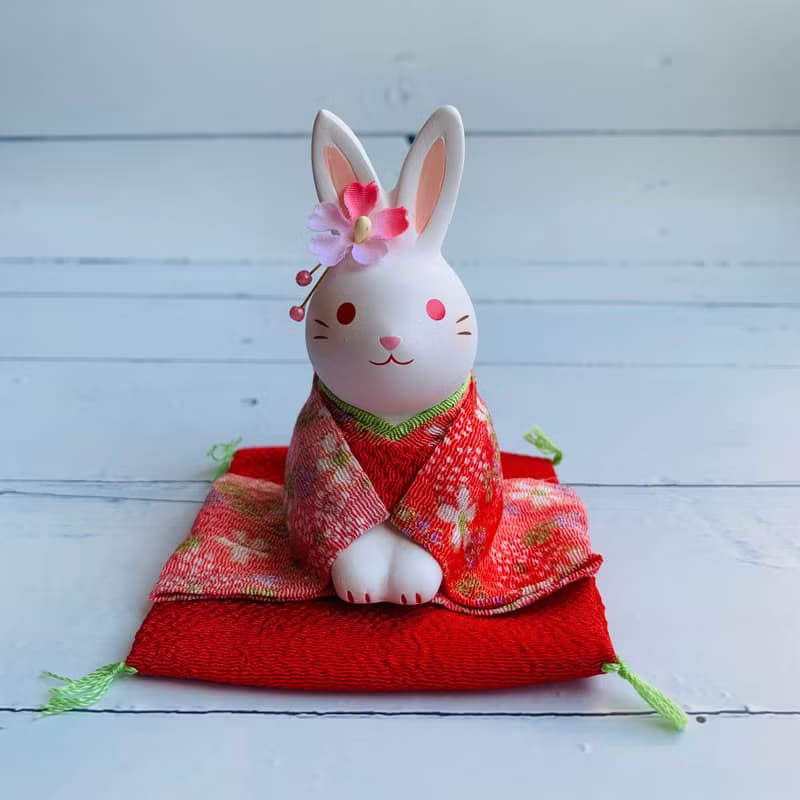 錦彩和服花兔-兔子吉祥物