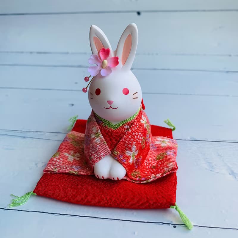 錦彩和服花兔-兔子吉祥物