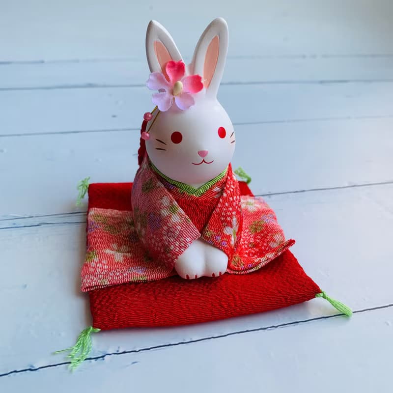 錦彩和服花兔-兔子吉祥物