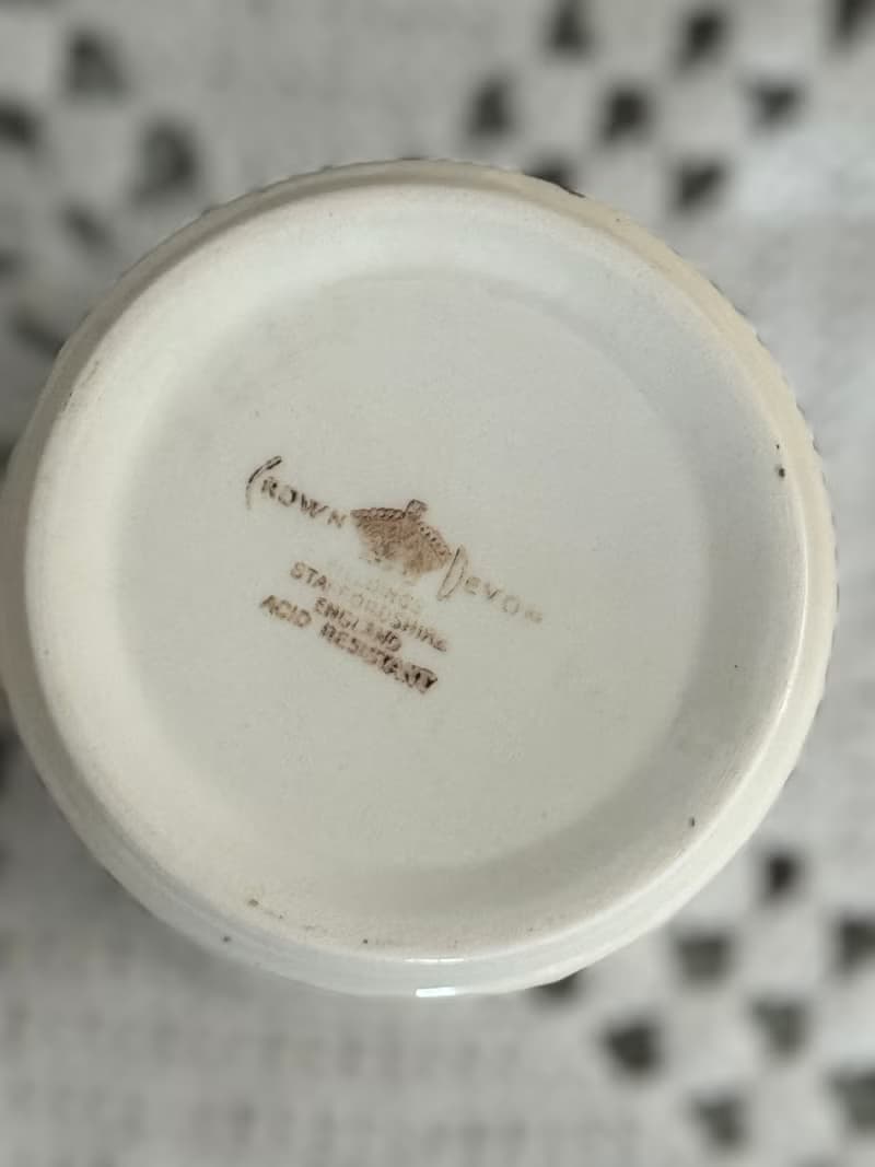 40712-典雅古董Crown Devon 花飾瓷器收納罐