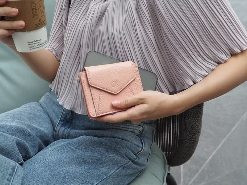 Daily (Nude) : Mini wallet, short wallet, cow leather, Nude pink
