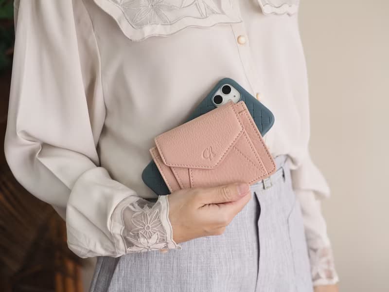 Daily (Nude) : Mini wallet, short wallet, cow leather, Nude pink