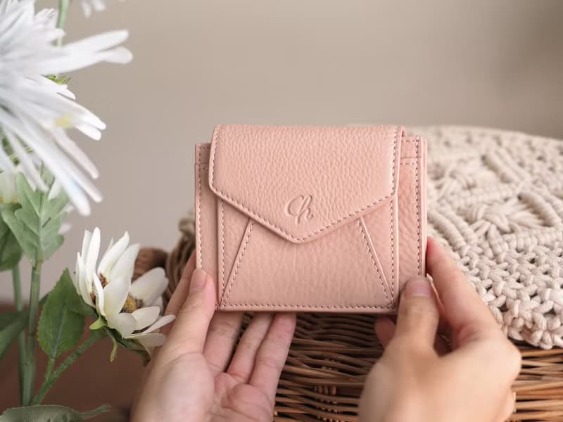 Daily (Nude) : Mini wallet, short wallet, cow leather, Nude pink