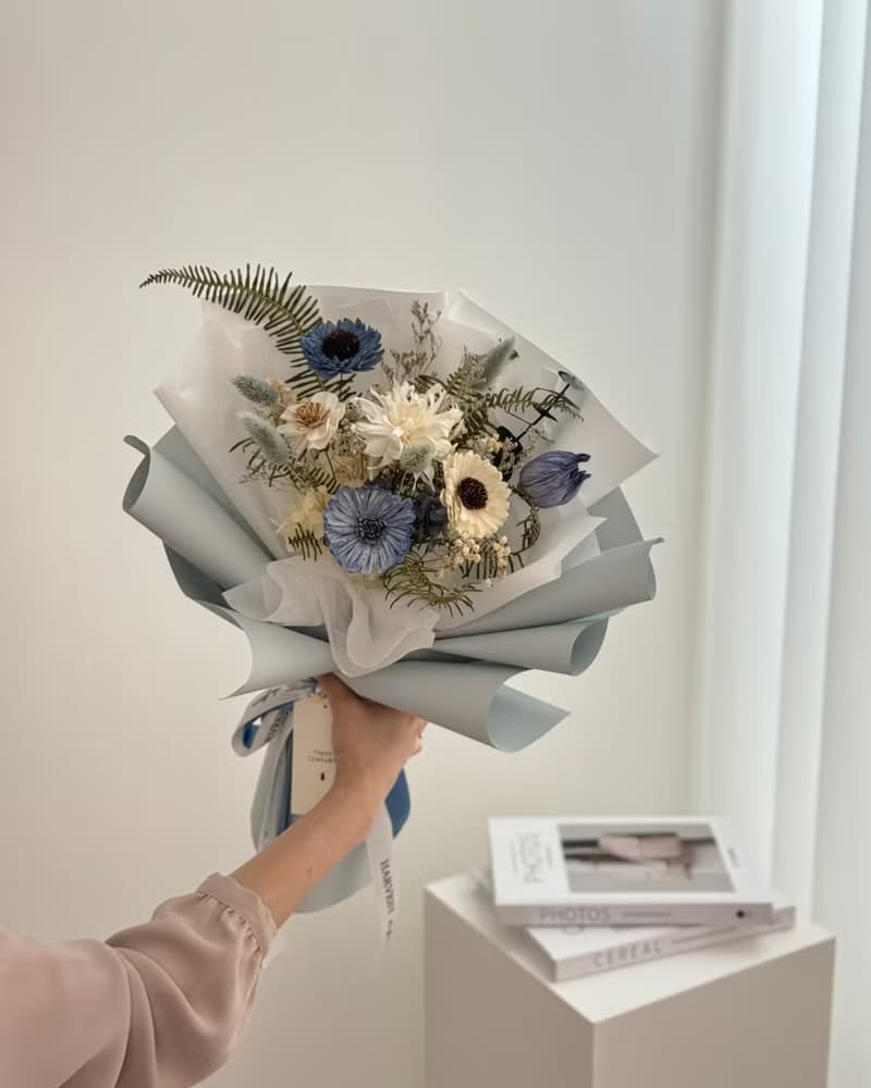 向日葵永生乾燥花束(大款) - 畢業花束 教師節花束 附提袋