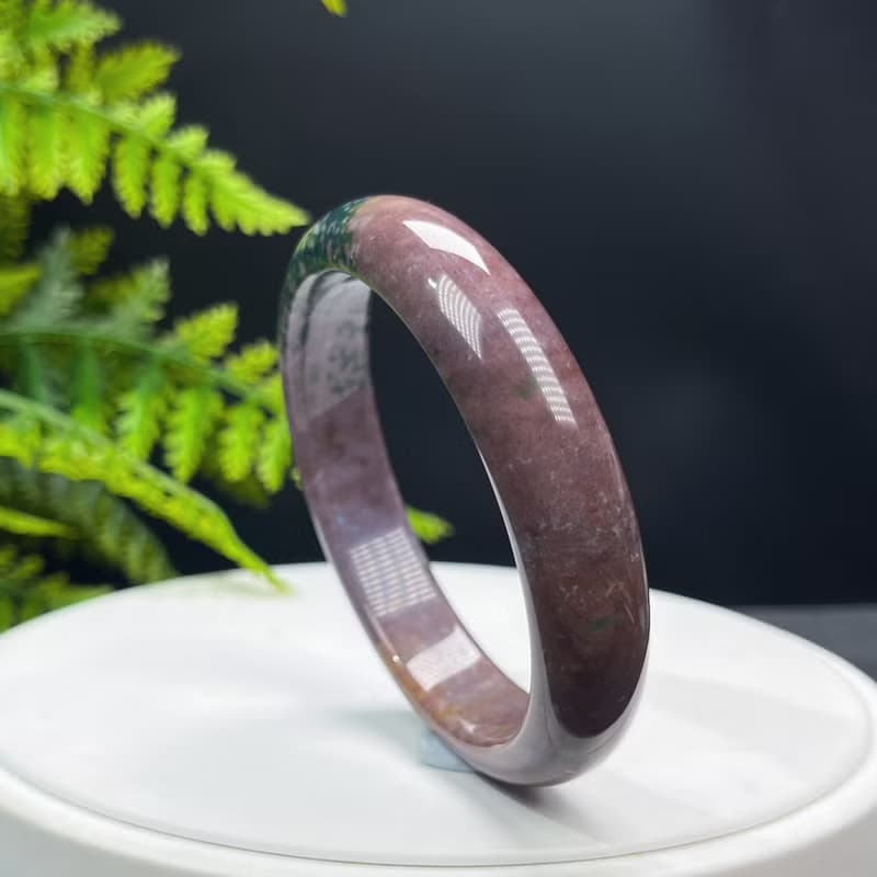 海洋碧玉手镯 59MM 冰潤魚籽老料 紫綠雙色玉髓手環 活力清新優雅