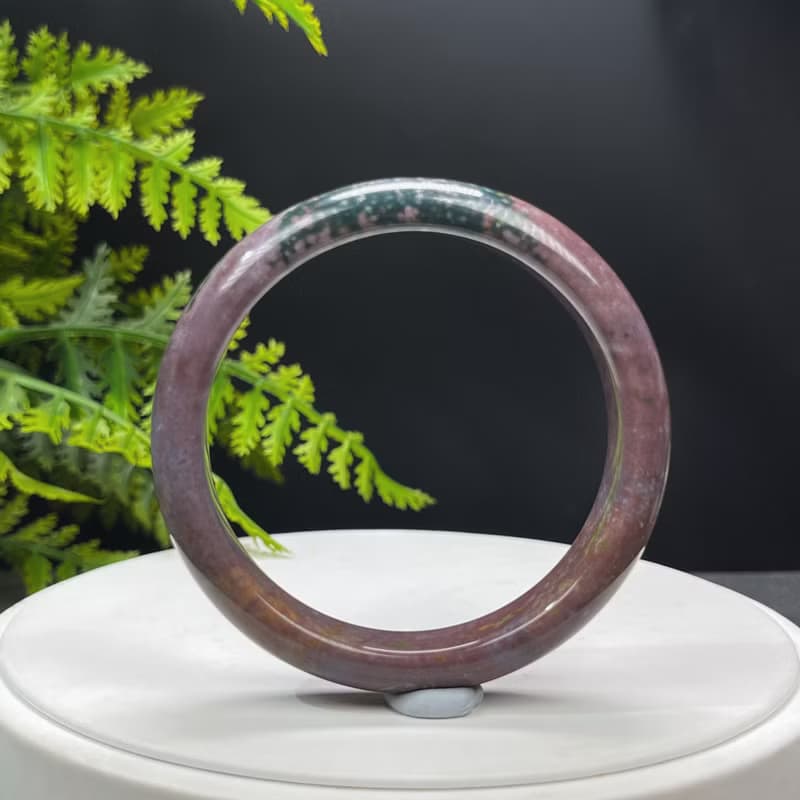 海洋碧玉手镯 59MM 冰潤魚籽老料 紫綠雙色玉髓手環 活力清新優雅