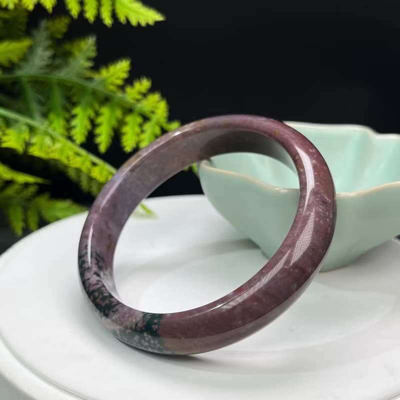 海洋碧玉手镯 59MM 冰潤魚籽老料 紫綠雙色玉髓手環 活力清新優雅