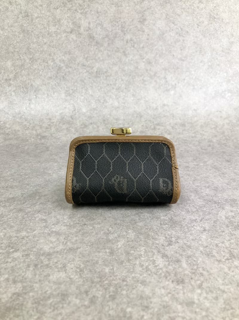 【 日本直送　名牌中古包 】Christian Dior クリスチャン ディオール ハニカム コインケース ブラウン キャメル PVC がま口 ckz5ac