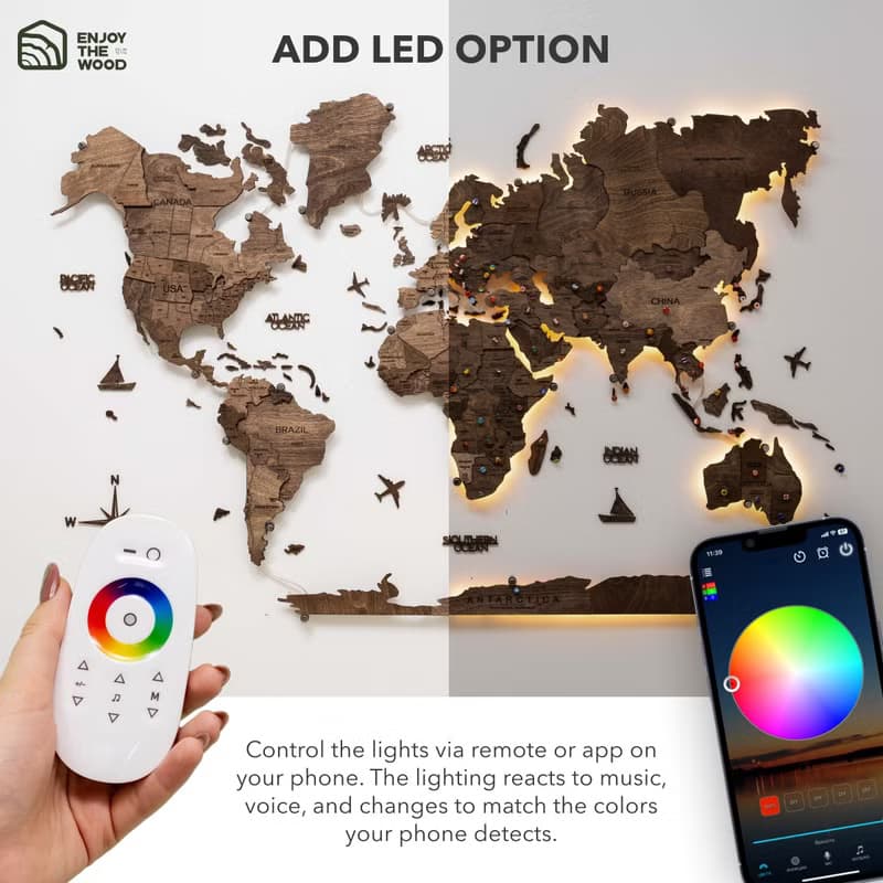LED 世界地圖圖釘裝飾地圖牆貼週年紀念禮物喬遷