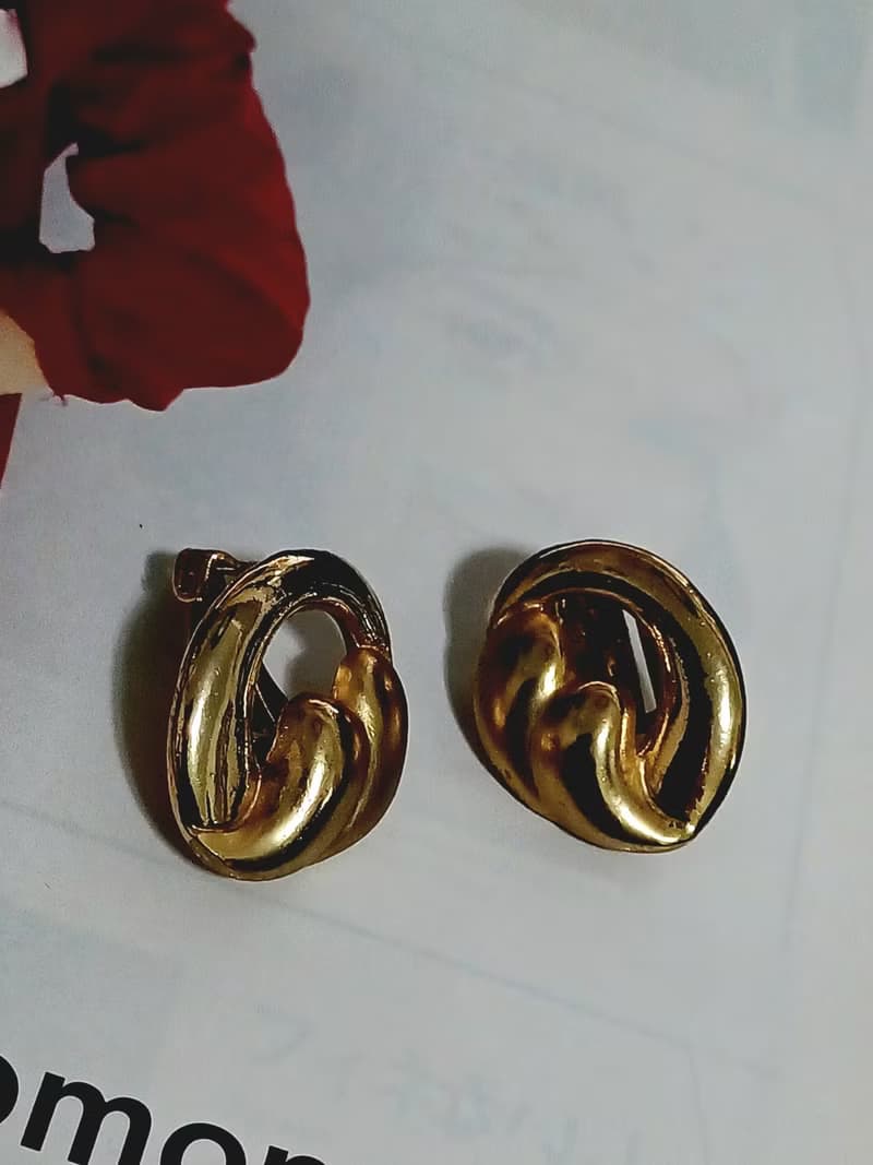 vintage jewelry  古董金色火炬夾式耳環