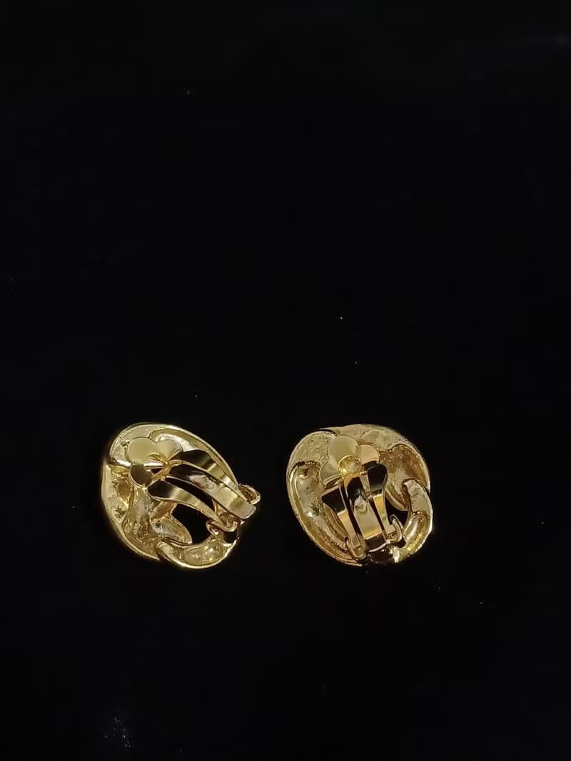 vintage jewelry  古董金色火炬夾式耳環
