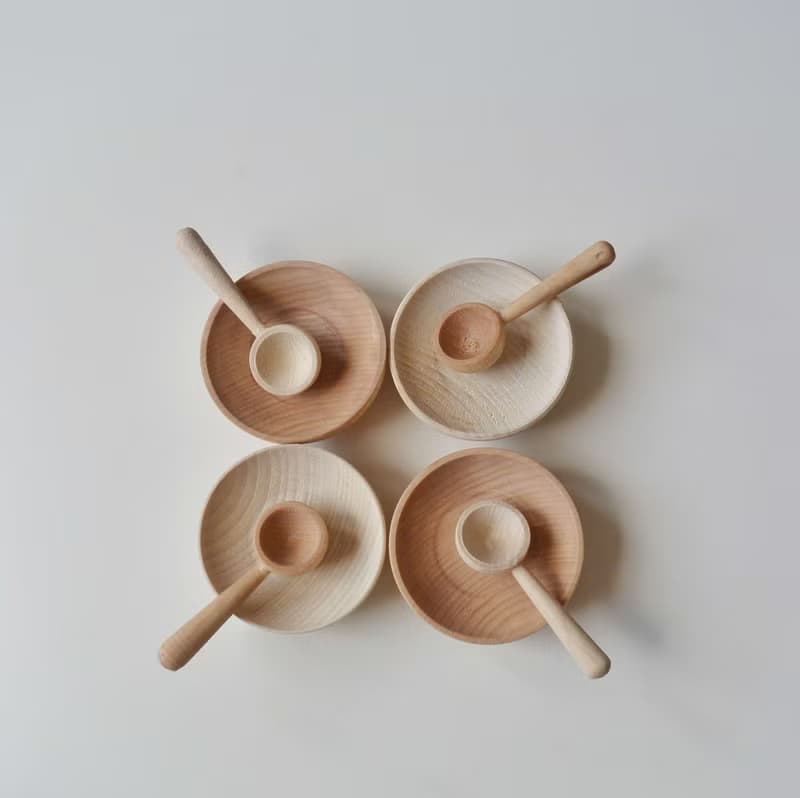 Set of dishes, Toy tea set, Wooden play kitchen, Play food, Toy tableware