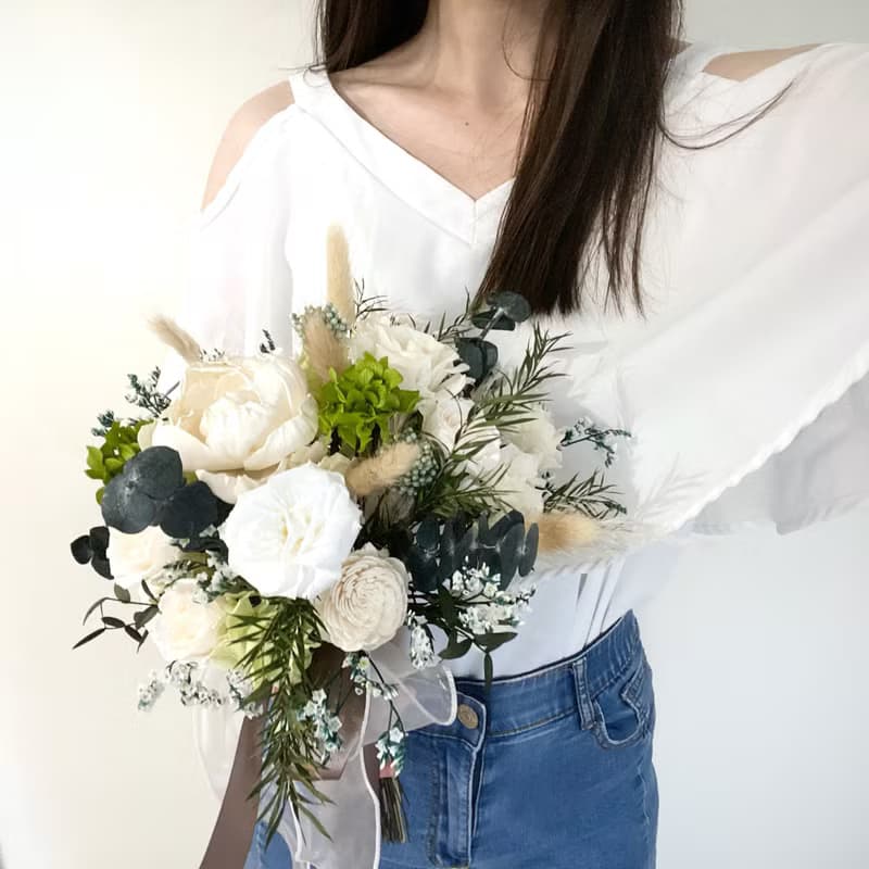 永生花新娘手綁花 半圓造型婚禮拍照花束